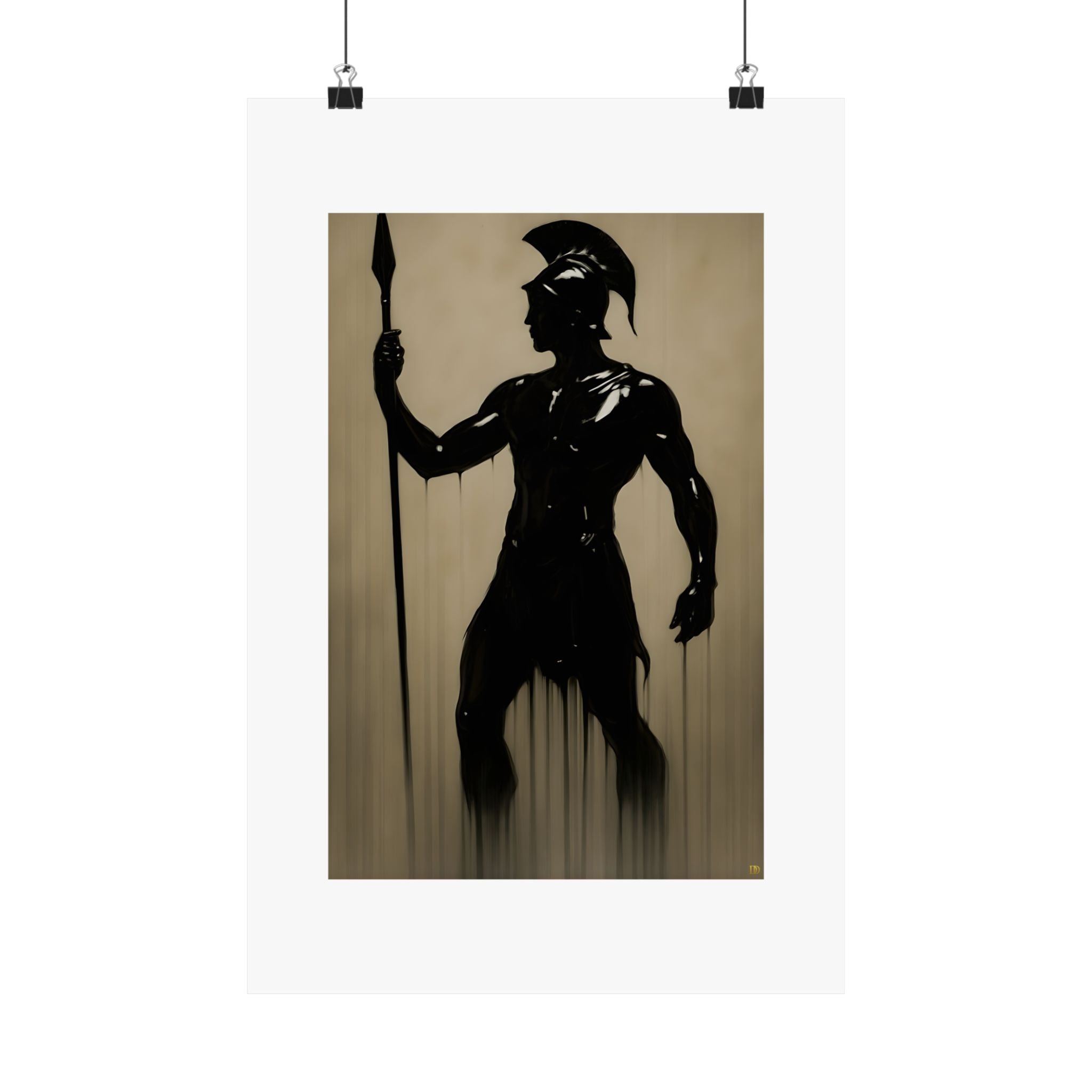 Spartan Dripping Black Warrior  Art Print