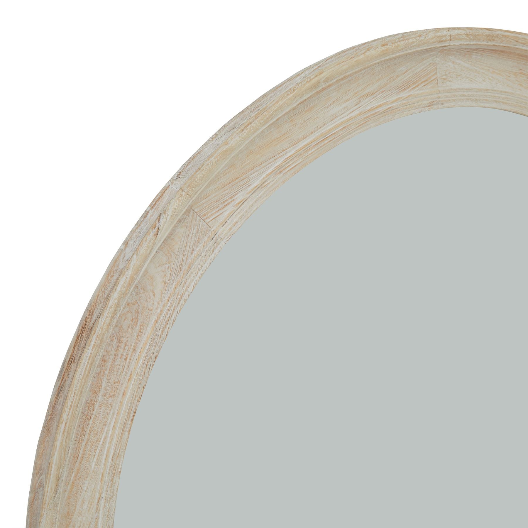 Washed Wood Round Framed Large Mirror | 120cm