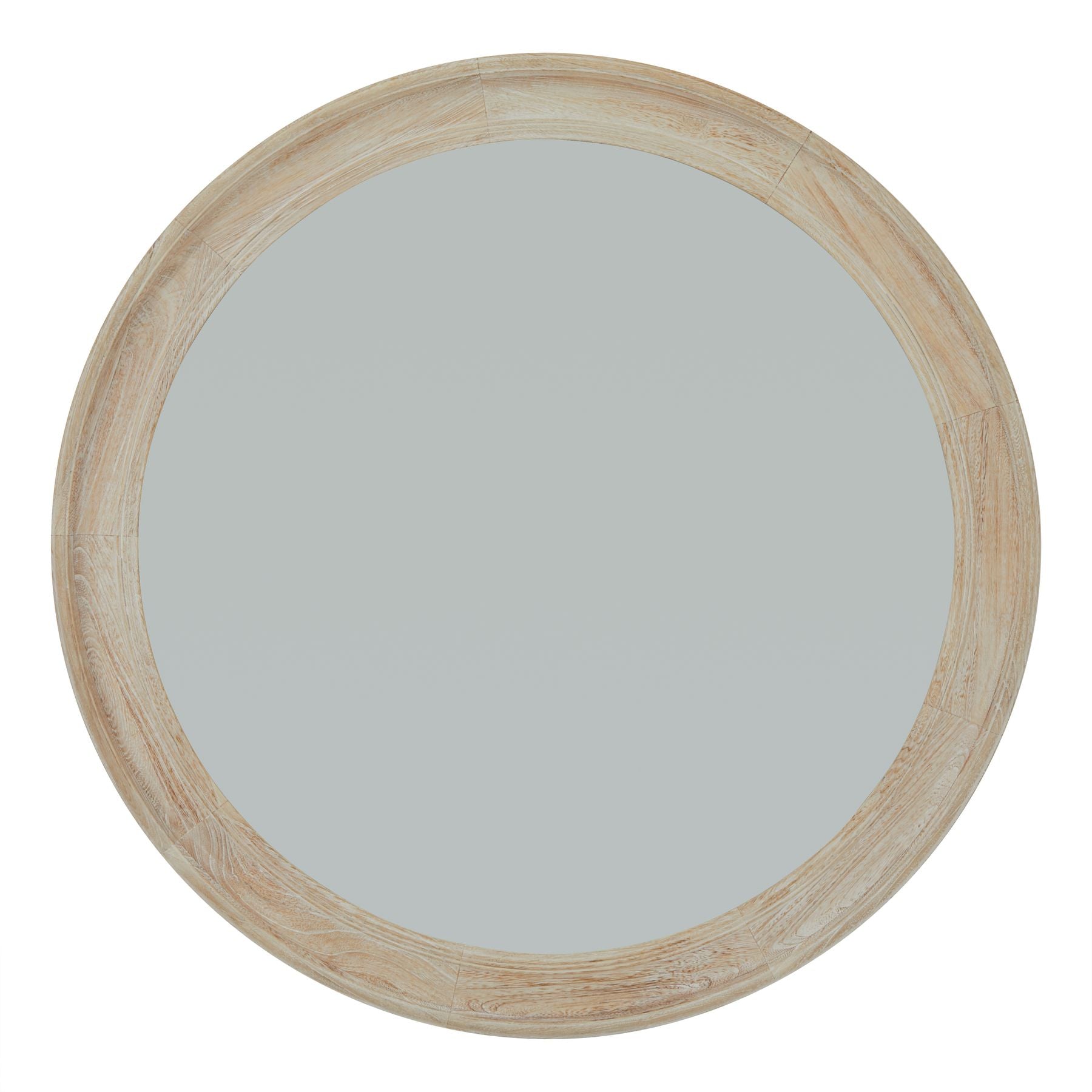 Washed Wood Round Framed Large Mirror | 120cm