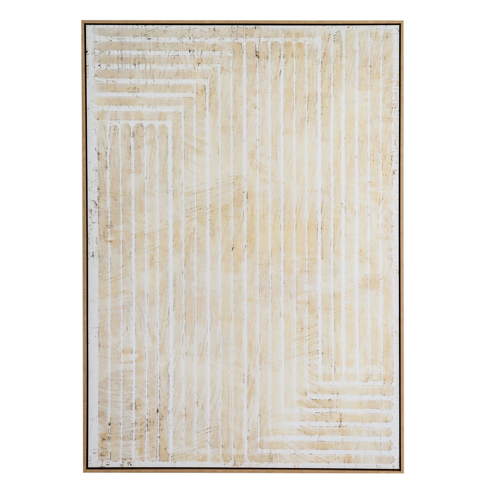 Tellura Hand-Painted Abstract Canvas in Frame - Neutral Tones
