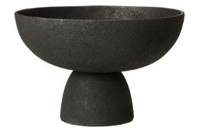 Large Textured Black Pedestal Bowl