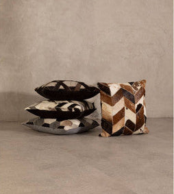 Bosie Safira Natural Leather Patchwork Cushion