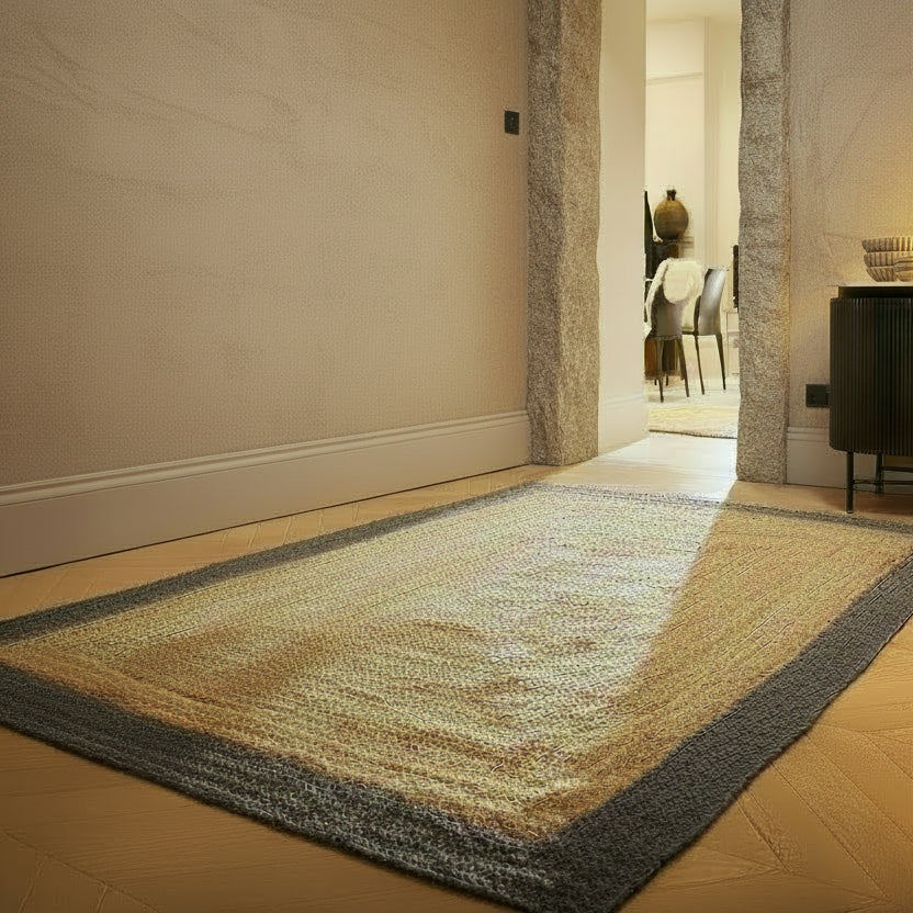 Bordered Grey Jute Rug