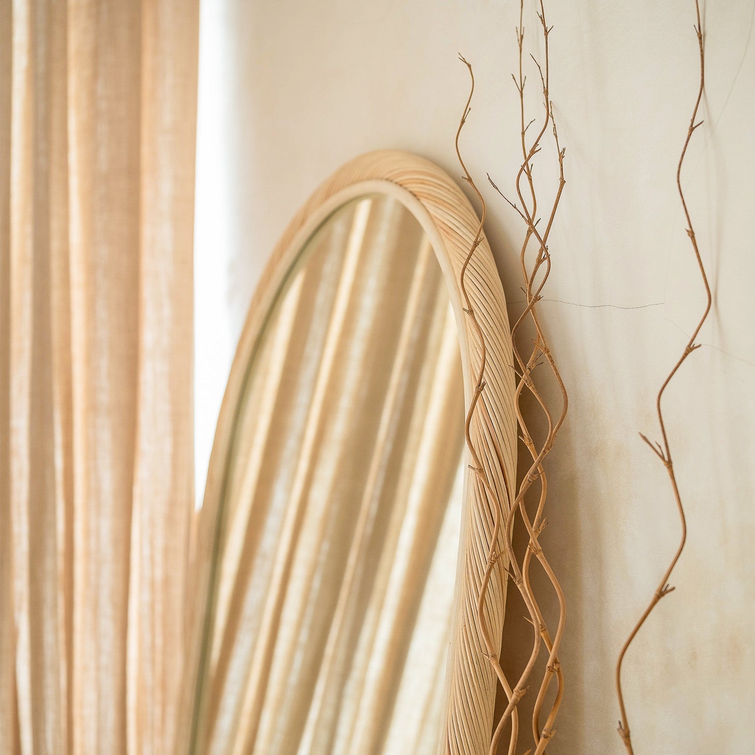 Citra Large Woven Teak Mirror