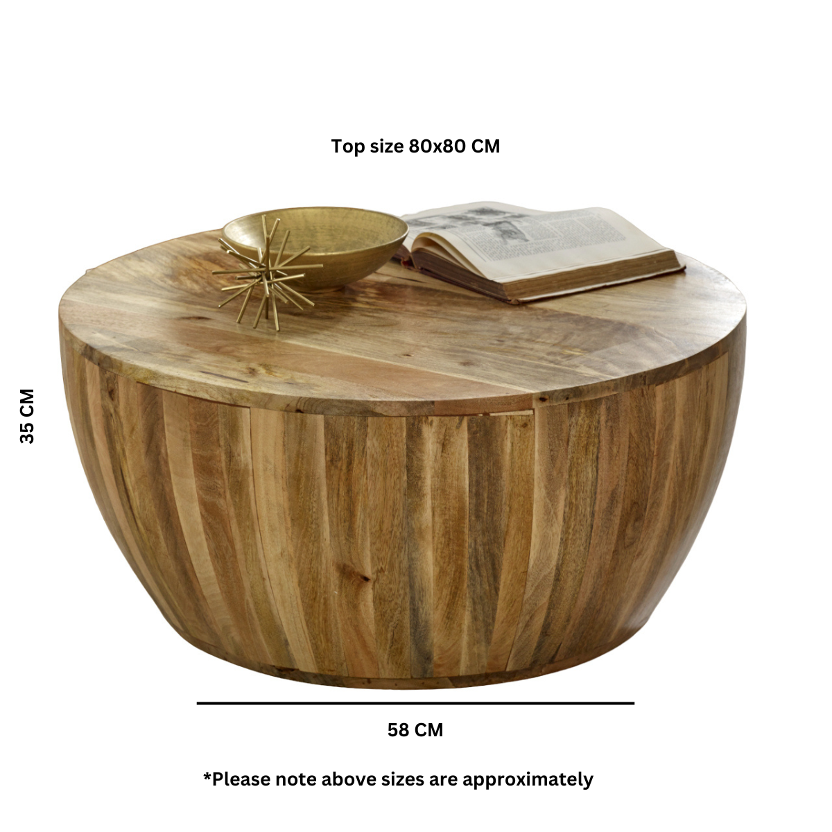 Merlin Mango Wooden Drum Coffee Table